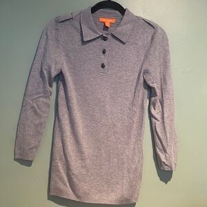 Joe Fresh women’s Gray Ribbed Henley Wool Blend M preppy academia old money